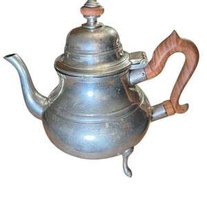 Wilton Armetale Pewter Coffee Tea Pot Wooden Handle Footed Vintage USA